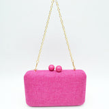 Woven straw clutch bag - rose