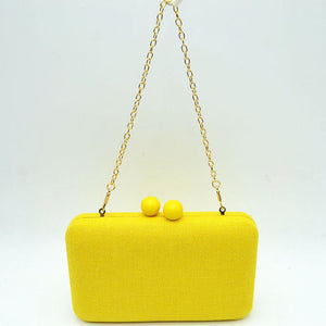Woven straw clutch bag - yellow
