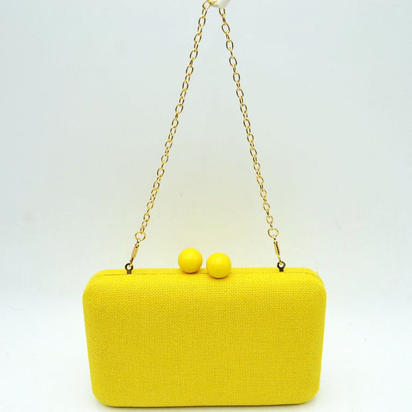 Woven straw clutch bag - yellow