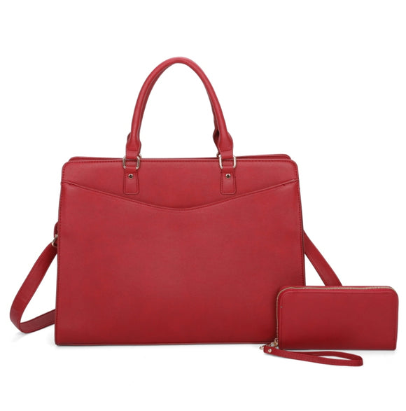 Fashion tote with wallet - burgundy