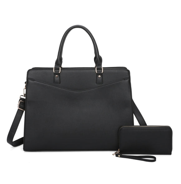 Fashion tote with wallet - black