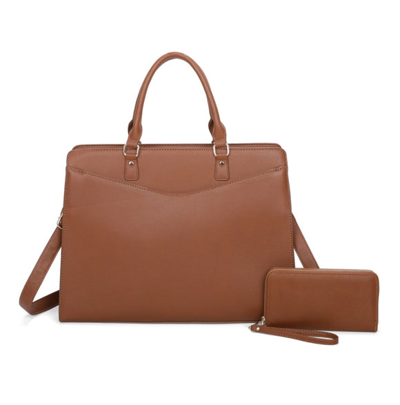 Fashion tote with wallet - brown