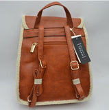Winter belted closure backpack - tan