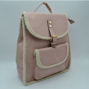 Winter belted closure backpack - blush