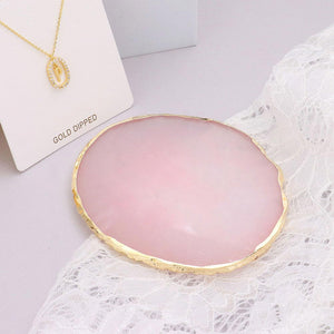 Gold Trimmed Marble Jewelry Dish