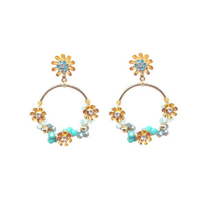 Flower earring - turquoise