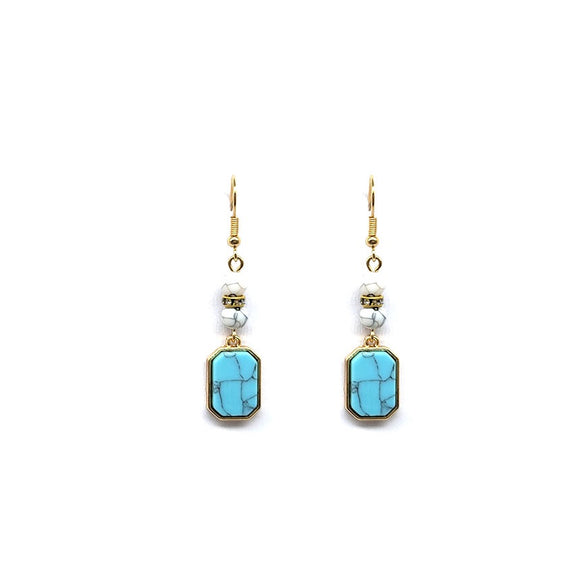 Natural stone earring - turquoise & white