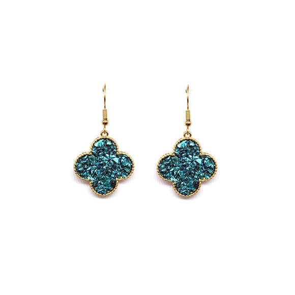 Clover druzy earring - turquoise