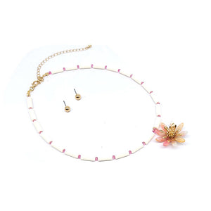Vivid Flower necklace set - pink