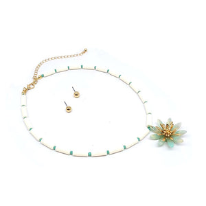 Vivid Flower necklace set - turquoise