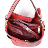 Side pocket hobo bag with pouch - burgundy