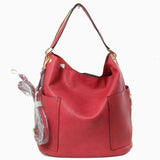 Side pocket hobo bag with pouch - brown