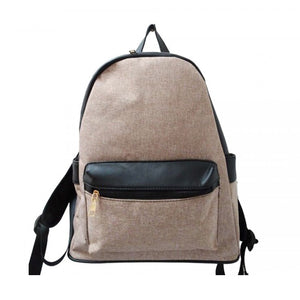 Leather detail backpack - apricot