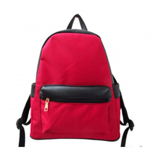 Leather detail backpack - red