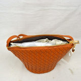 Weave crossbody bag with tassel - brown