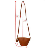Weave crossbody bag with tassel - brown