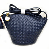 Weave crossbody bag with tassel - navy blue