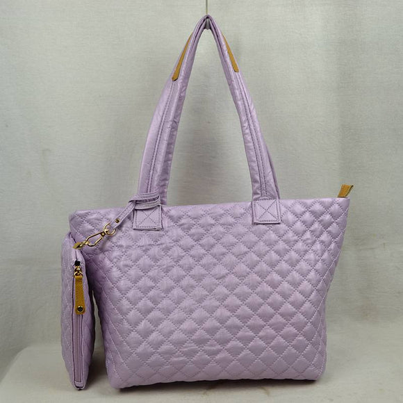 Quilted shopper bag - plum