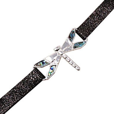 Dragonfly with abalone leather bracelet