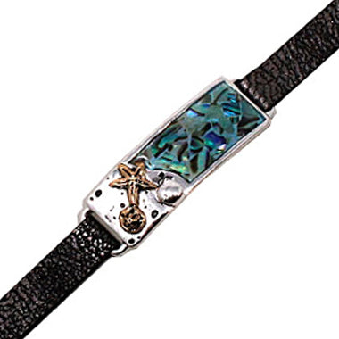 Sea  Life with abalone leather bracelet