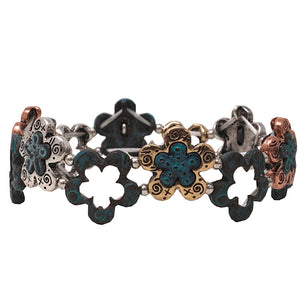 Multi flower bracelet - patina