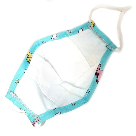 Kids cotton mask with breathing valve - blue