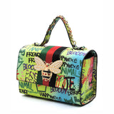 Queen bee charm graffiti boxy satchel with wallet - multi 3