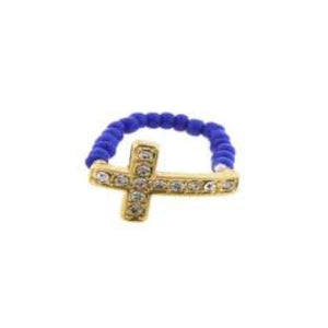 [12pcs set] Cross ring - gold blue