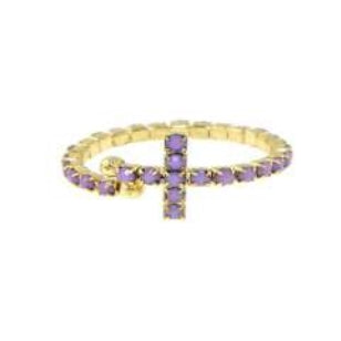 [12pcs set] Cross shape stud ring - gold lavender