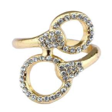 [12pcs set] Open double circle ring - gold clear