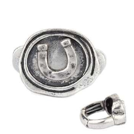 [12pcs set] Horse shoe ring - silver
