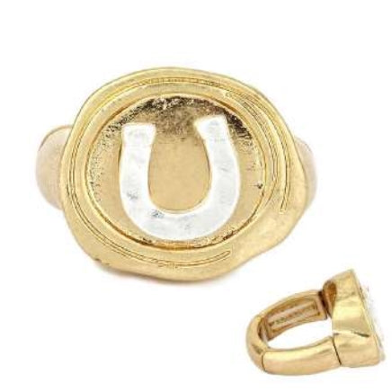 [12pcs set] Horse shoe ring - worn gold