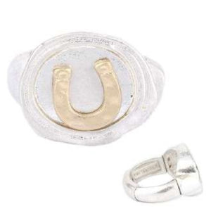 [12pcs set] Horse shoe ring - silver & gold