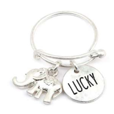 [12pcs set] Elephant & Lucky pendant ring - worn silver