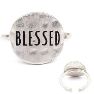 [12pcs set] BLESSED silver ring