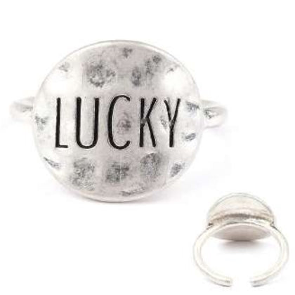 [12pcs set] LUCKY silver ring