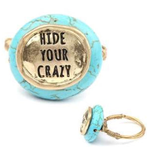 [12pcs set] Hide Your Crazy ring - gold turquoise