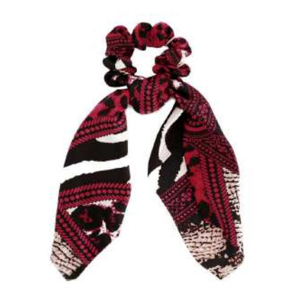 [12pcs set] Zebra & leopard scrunchies - red