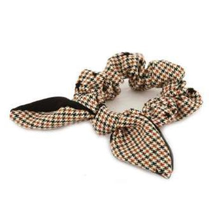[12pcs set] Houndstooth scrunchies - brown