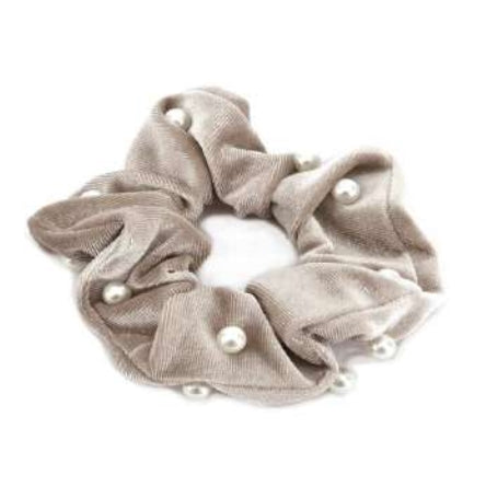 [12pcs set] Pearl scrunchies - beige