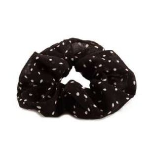 [12pcs set] Polka dot scrunchies - black