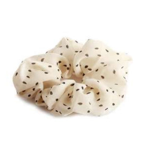 [12pcs set] Polka dot scrunchies - white
