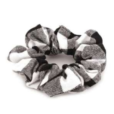 [12pcs set] Check pattern scrunchies - black white