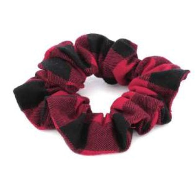 [12pcs set] Check pattern scrunchies - red