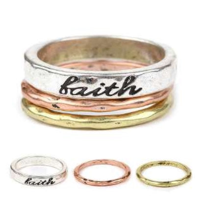 [12pcs set] Faith three rings - multi