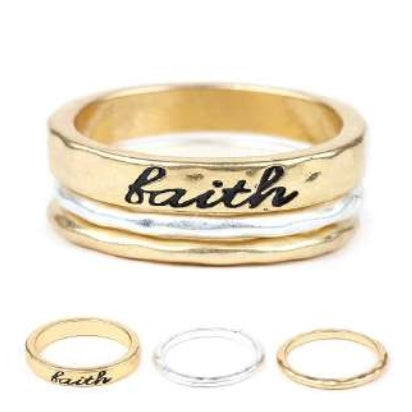 [12pcs set] Faith three rings - gold silver