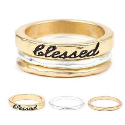 [12pcs set] Blessed three rings - gold silver