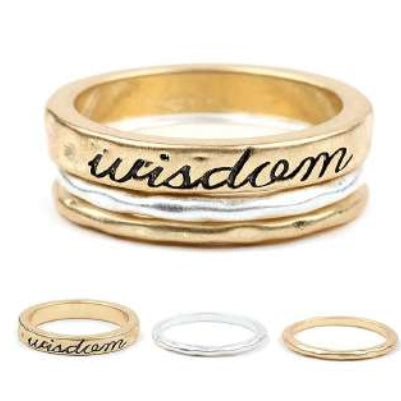 [12pcs set] Wisdom three rings - gold silver