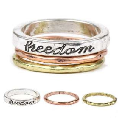 [12pcs set] Freedom three rings - multi
