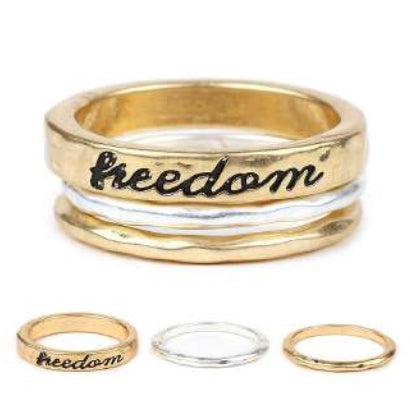 [12pcs set] Freedom three rings - gold silver
